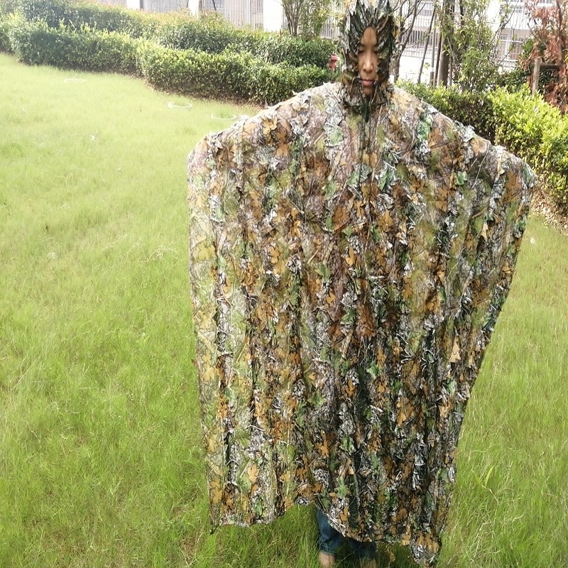 Hunting Outdoor Game - Lifelike 3D Leaves Camouflage Poncho Cloak