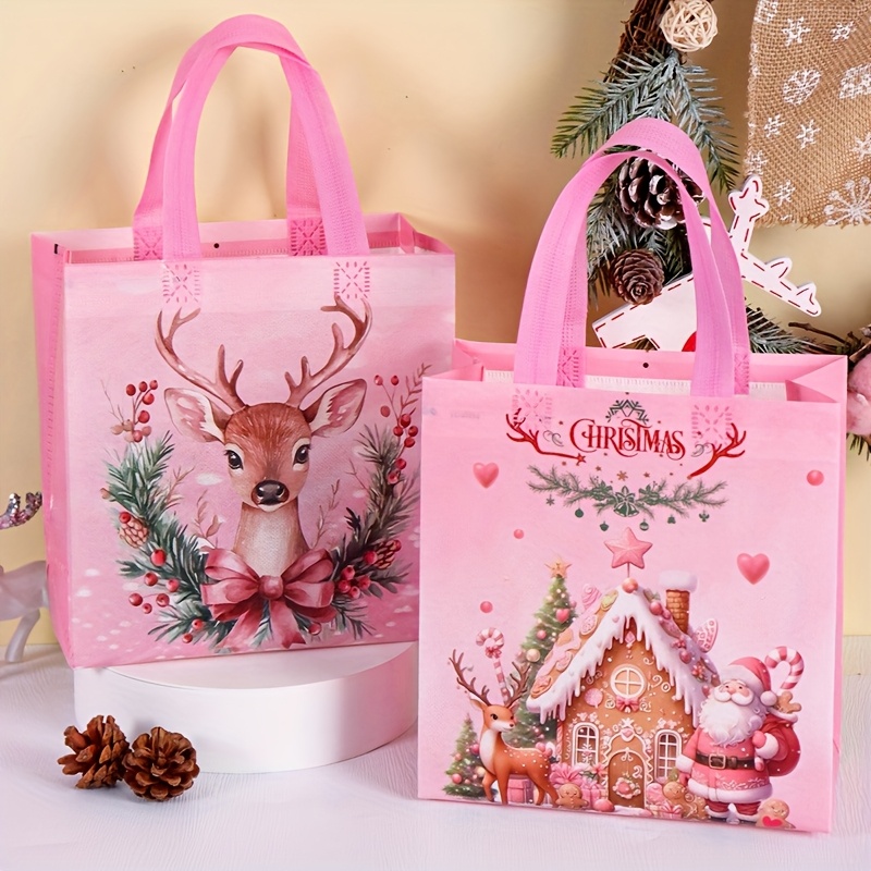 4/8pcs Pink Christmas Tote Bag - Elk Bugle Call ulasan dan harga