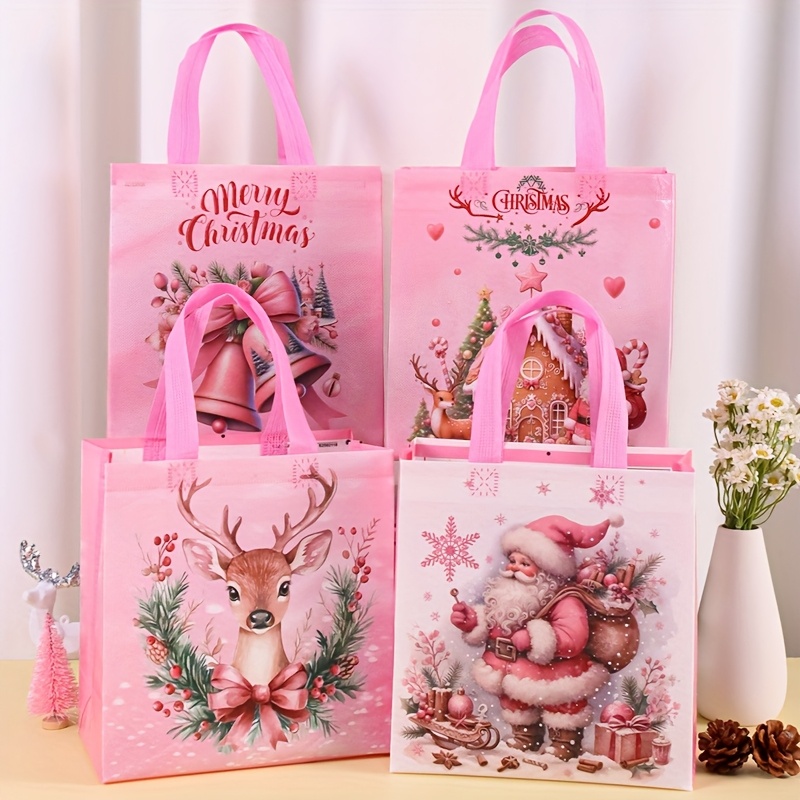 4/8pcs Pink Christmas Tote Bag - Elk Bugle Call ulasan dan harga