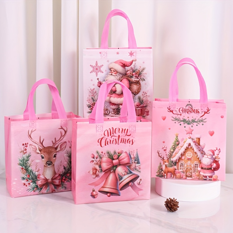 4/8pcs Pink Christmas Tote Bag - Elk Bugle Call ulasan dan harga