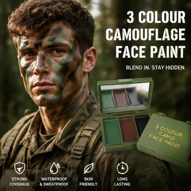 Three-Color Camouflage Face Pa - Camo Face Paint ulasan dan harga