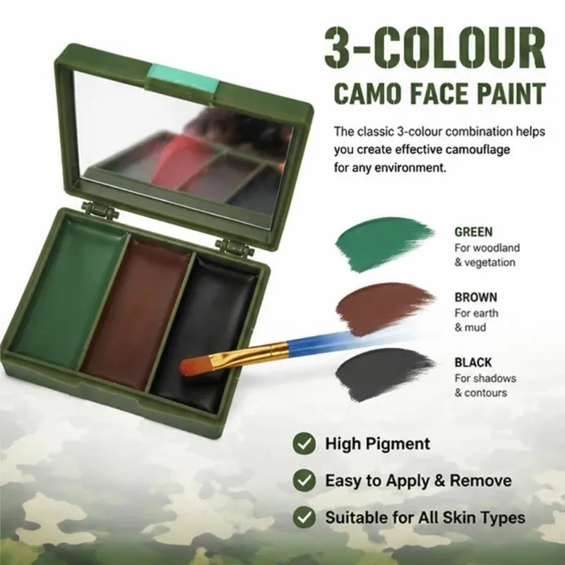 Three-Color Camouflage Face Pa - Camo Face Paint ulasan dan harga