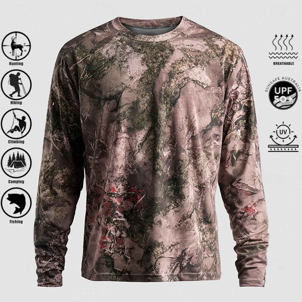 Men Long Sleeve T-shirt Polyes - Outdoor Hunting Prints ulasan dan harga