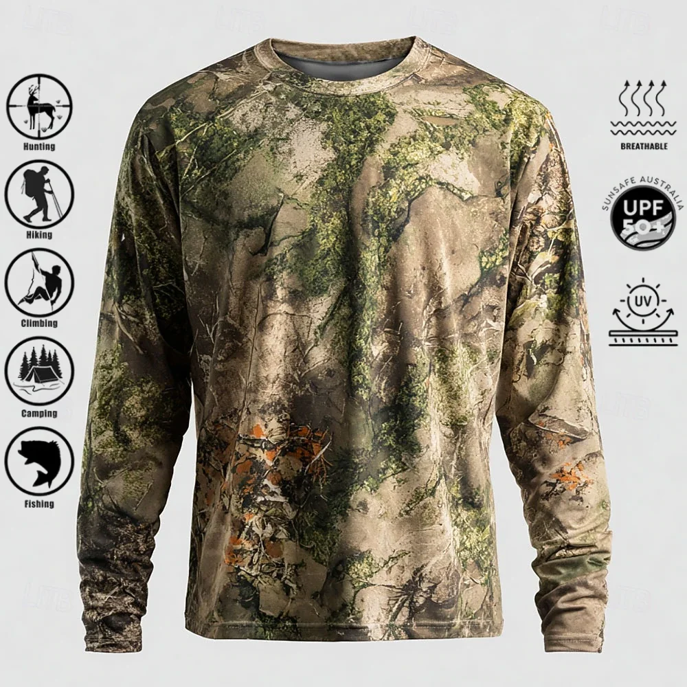 Men Long Sleeve T-shirt Polyes - Outdoor Hunting Prints ulasan dan harga